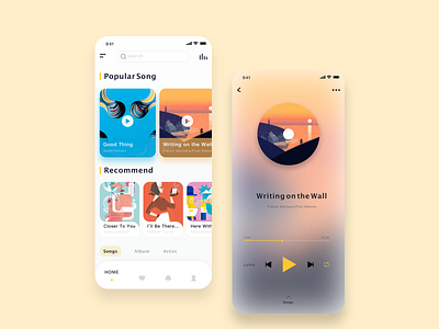 Music app design flat icon minimal type ui
