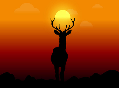 deer illustration deer deer at sunset deer illustration deers