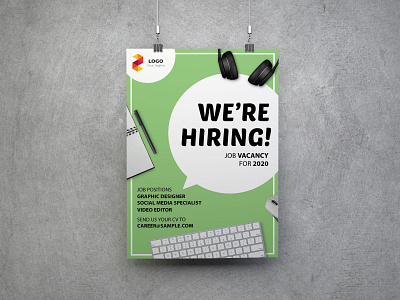 We're Hiring! branding design icon logo minimal poster typography vector