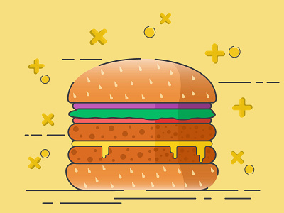 Double Meat Cheese Burger burger design flat food hamburger illustration vector