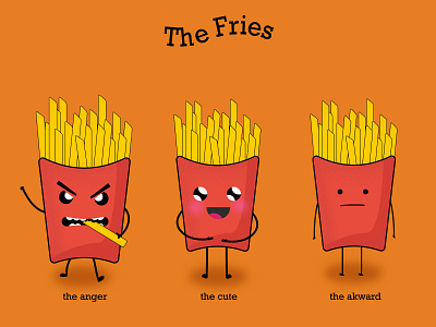 Fries branding charachter design cute design flat food fun funny funny illustration logo vector