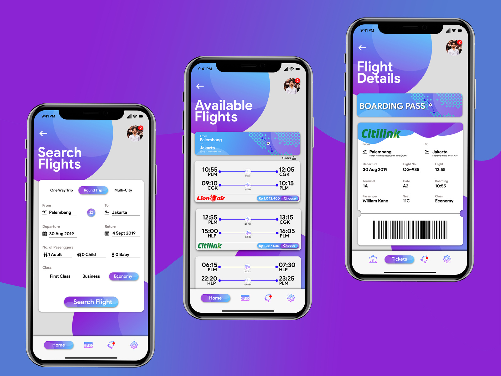 Booking Flight App UI by Azizul Akbar on Dribbble
