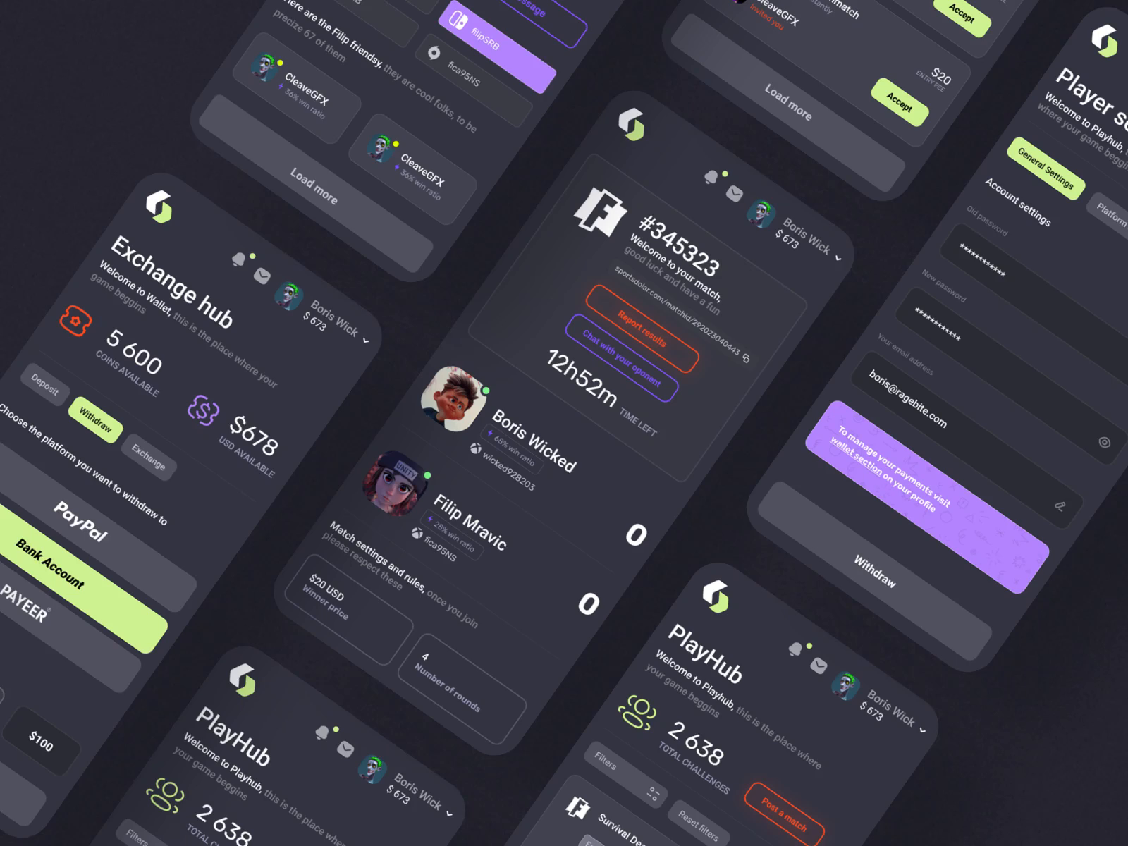 Responsive screens | Esports wager platform by Boris Batocanin for R A ...