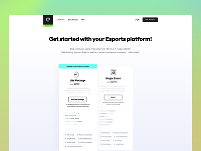 Playbase.GG | Get started - Subscription Packages app dashboard esports gaming landing package playbase.gg product saas subscription ui ux
