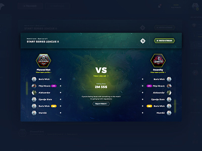 UGCeSports.gg | Match page dashboard esports gaming matchmaking ragebite ui ux webdesign
