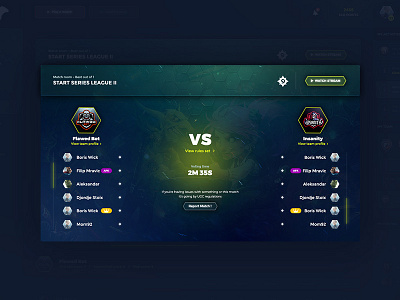 UGCeSports.gg | Match page dashboard esports gaming matchmaking ragebite ui ux webdesign