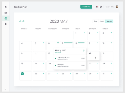 Reading Plan UI agenda calendar calendar ui cards date notes planner planning read reading reading app reading plan schedule scheduler time management timeline web app website