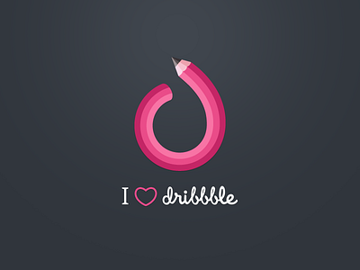 I love dribbble art clean creative design dribbble flat icon illustration invite love pencil pink