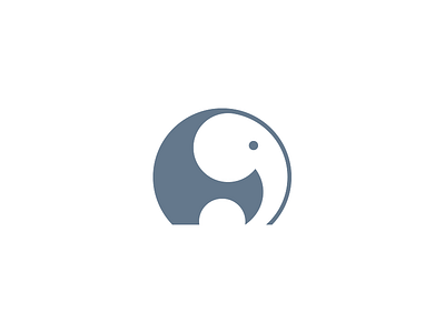 Elephant icon 2d animal circle elephant gray icon illustration logo mark minimal o vector