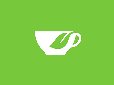 Green Tea clean cup flat green icon illustration leaf mark minimal tea vector