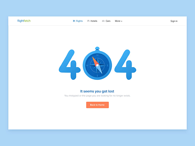 404 Page For Online Travel Agency 404 animation compass error illustration ota travel web