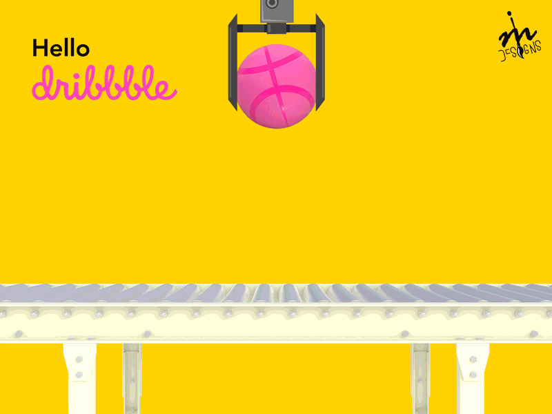Hello Dribbble! after affects animation debut design first shot hello dribbble illustration illustrator imdesigns- photoshop pink vector yellow