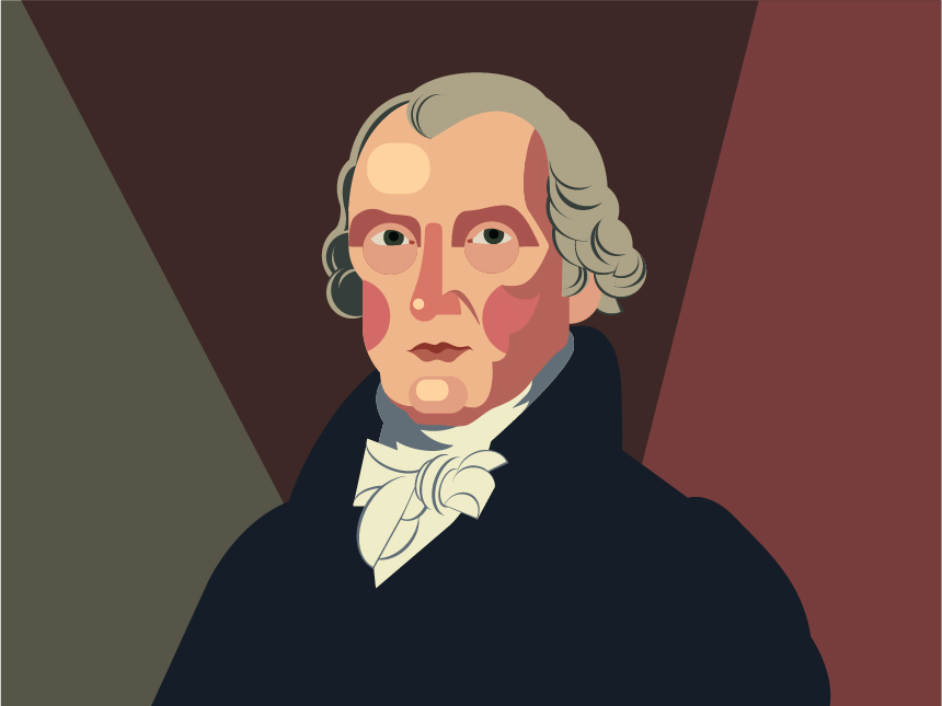 Presidential Portrait - James Madison color design flat history icon illustration minimal presidents teaching vector