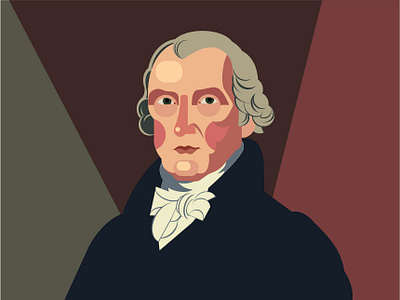 Presidential Portrait - James Madison color design flat history icon illustration minimal presidents teaching vector