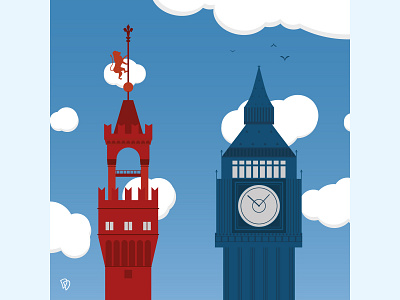 Florence/London artwork design education flat flat illustration flatdesign florence london school tower