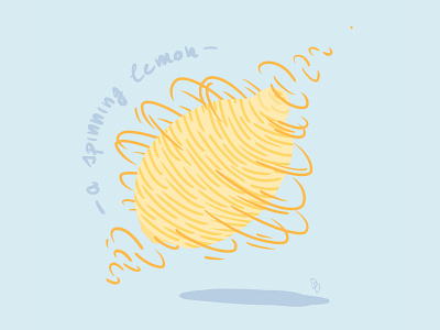 A spinning lemon artwork blue brush design flat flat illustration flatdesign illustration lemon orange procreate sketch