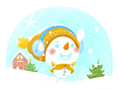 Snowman cartoon cgart character characterdesign christmas cute cuteart digitalartist fantasy illustration snowman