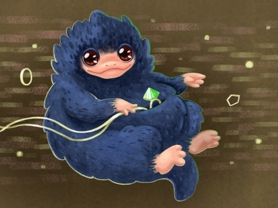 Niffler is a little thief anime animechibi art artist cartoon cgart character characterdesign chibi cute cuteanimal cuteart digitalartist fanart fantasticbeasts illustration kawai niffler nifflerart