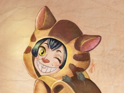 Catbus. Funny girl cosplayer fanart digitalartist cuteart cgart characterdesign kawai illustration cute character cartoon artist art anime