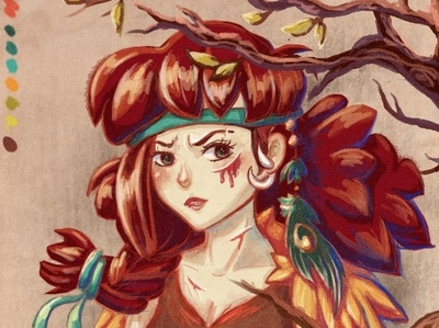 Amazon after the fight girl character fantasy digitalartist cuteart cgart characterdesign kawai illustration cute character cartoon artist art anime