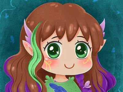 Chibi elf girl anime animechibi art artist cartoon cgart character characterdesign chibi cute cuteart digitalartist elf fantasy fantasyart illustration kawai magic magical portrait