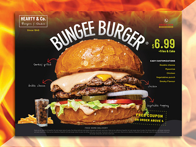Bungee Burger advertising branding design food food and drink fun typography