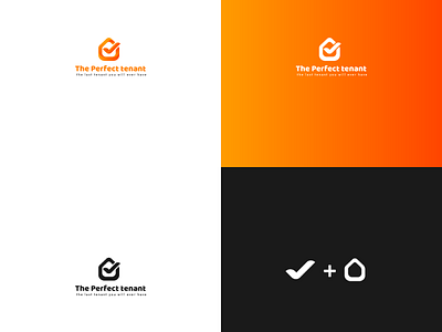 Perfect tenant LOGO blue clean design good graphic design house illustrator logo design logotype orange right tick vector