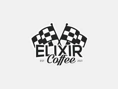 Elixir Coffee 01 brand branding cars clean coffee flag graphic design identity illustration illustrator logo sports vector