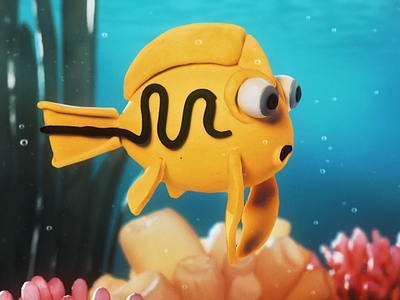 Franky after effects clay fish ocean plasticine water