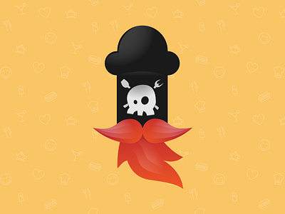 Cookarr.com emblem beard black cook cooking hat orange pirate red skull yellow