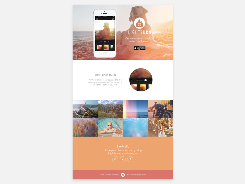 Lightburn App site by Christina Dobi on Dribbble