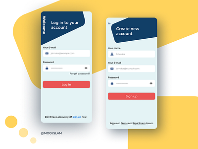 Login & Sign up Mobile design