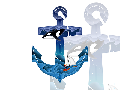 [OCEAN ANCHORS] adobe illustrator adobe photoshop adventure anchor artwork blue boat design gradient graphic design illustration illustrator logo logo illustration ocean sea tis vector wave whale