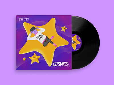 Album Cover : ESP 713 - COSMOS! album cover branding clean colors cover design graphic design illustration music music album cover purple skeleton star ui