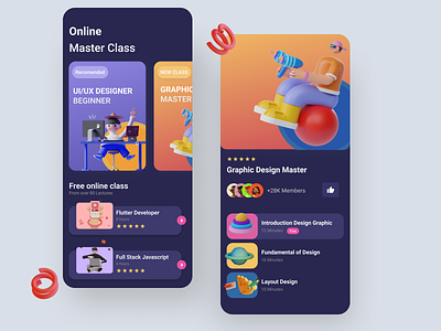 App Online Course UI Design Freebies 3d animation branding course course app design design app free graphic design illustration logo mobile app ui mobile course motion graphics ui ui design uidesign uiux