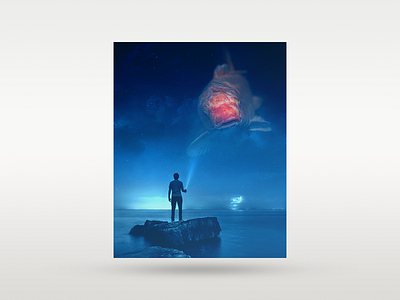 Celestial Koi composite fish fishing flashlight koi light night ocean sea sky space surreal surrealism