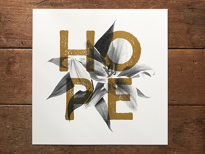 Hope black easter flower gold halftone hope lily overprint peace print print design riso risograph spring stamp