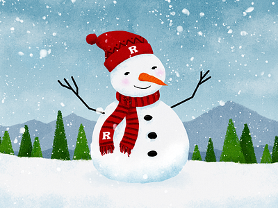 Snowman christmas coal cold college hat ink moutains paint rutgers scarf snow snowflake snowman texture trees university winter