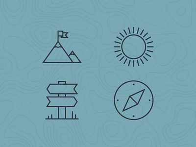 Outdoor Icons compass flag guide hike icon line line art location mountain nature outdoors sign summit sun wayfinding