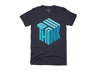 Think Inside The Box Shirt apparel blue box cube grain isometric print question shading shirt texture think thought type typography