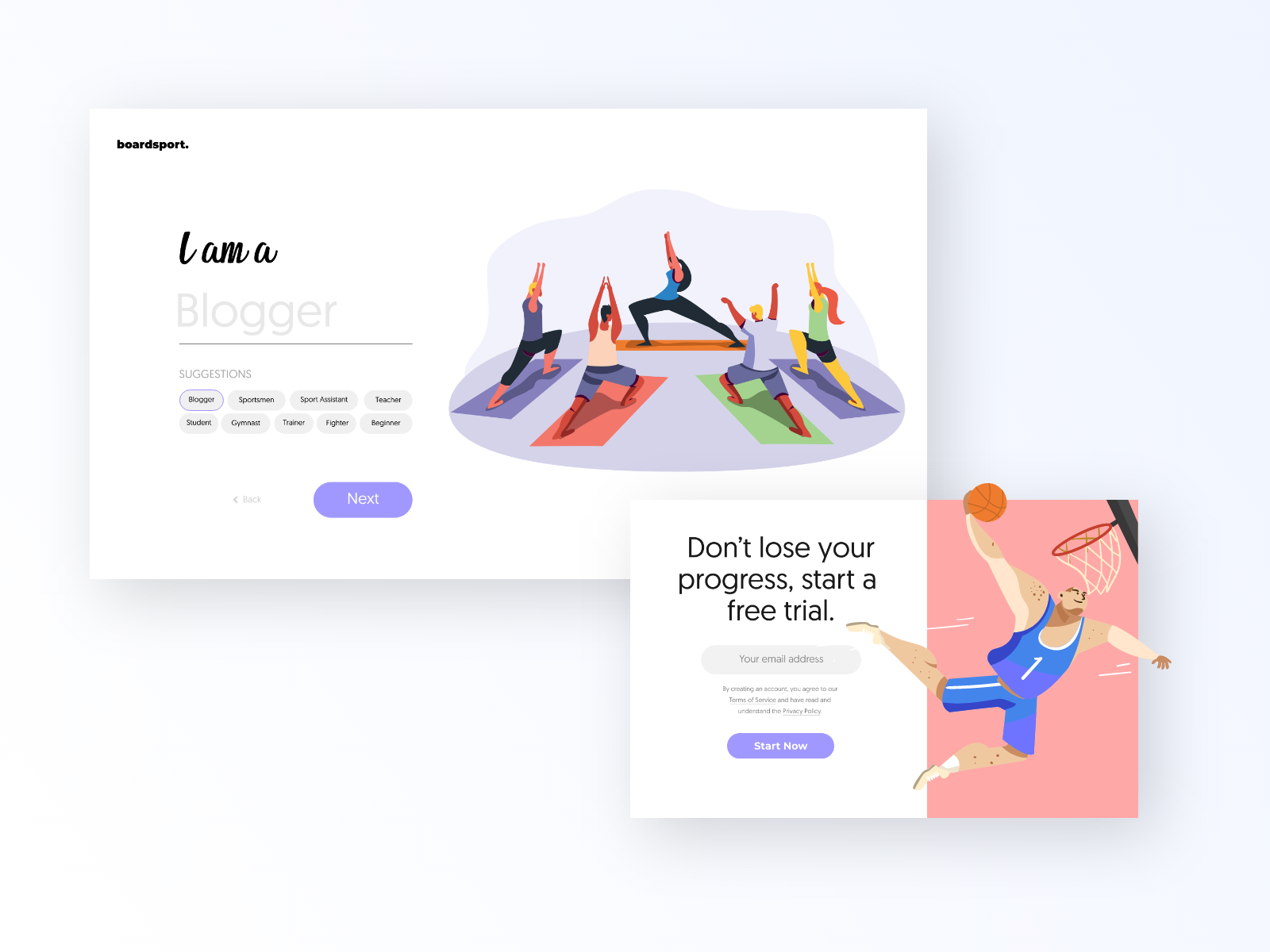 Onboarding page by Erika Gruber on Dribbble