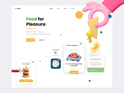 Healthy Food Store LandingPage 3d board design eat fastfood food food app healthy landingpage minimalism new products sandwitch store typography ui uiux ux