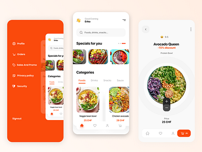 FooDelivery avocado bowl bowls categories delivery design feed food mainscreen mobile mobile app salad sales switzerland ui uiux ux
