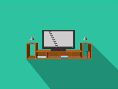 TV Cabinet Room Interior Flat Vector and television room design