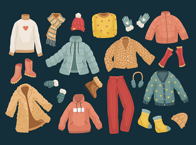Winter clothes graphic design mittens