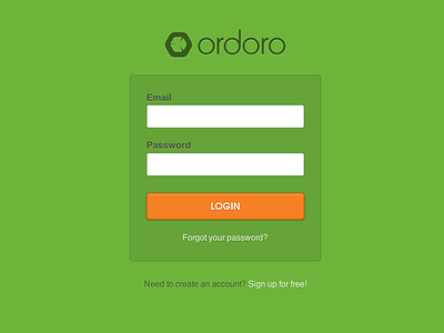 New Ordoro login page avant garde form helvetica login responsive