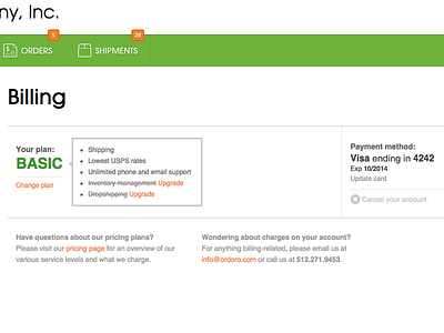 Billing Page v02 avant garde billing ordoro settings shipping