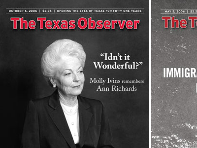 Various Texas Observer covers art direction editorial magazine observer texas texas observer