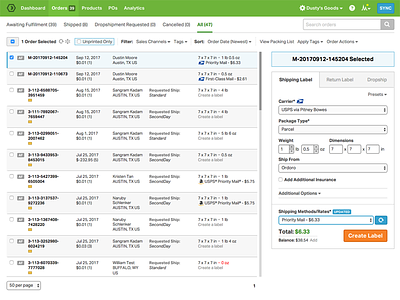Compact UI for the Order List compact list orders ordoro shipping label table