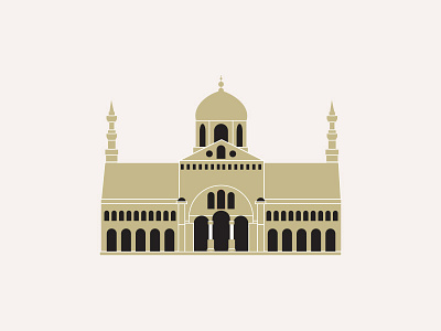 Umayyad Mosque architecture damascus illustration minimal mosque syria